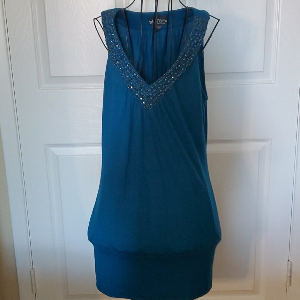 Self Esteem beaded neckline sleeveless dress